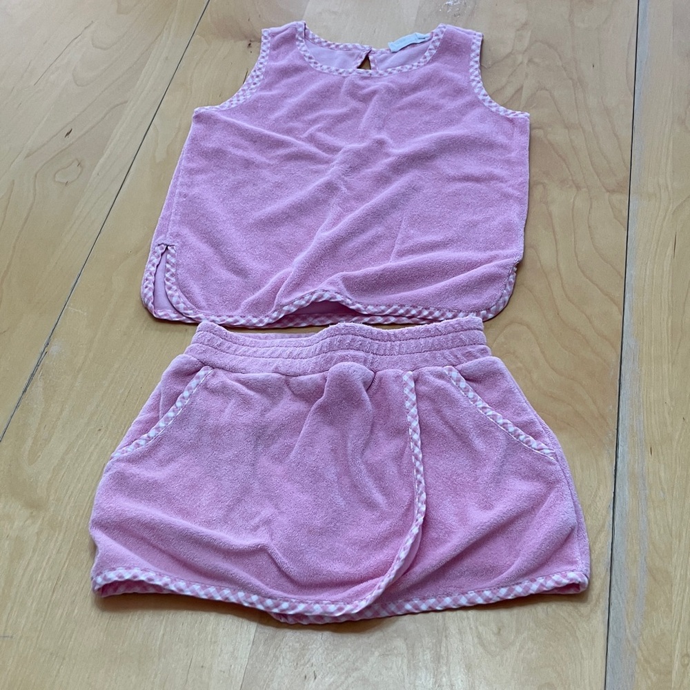 Girls' Pink Terry Tank & Skirt - Shorts  Set size 5/6T